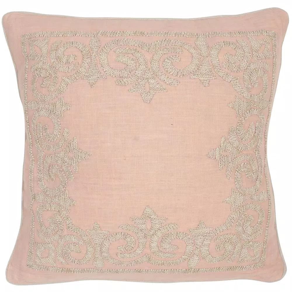 Safavieh Florentine Petal Geometric Embroidered Linen Throw Pillows, Set of 2 (20 in. x 20 in.)