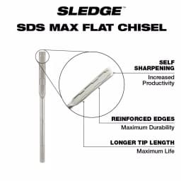 Milwaukee SDS-MAX SLEDGE 1 in. x 16 in. Flat Chisel Bit for Concrete Demolition thumbnail 3