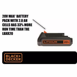 BLACK+DECKER 20V MAX Lithium-Ion 2.0 Ah Battery Pack, LBXR2020 thumbnail 2