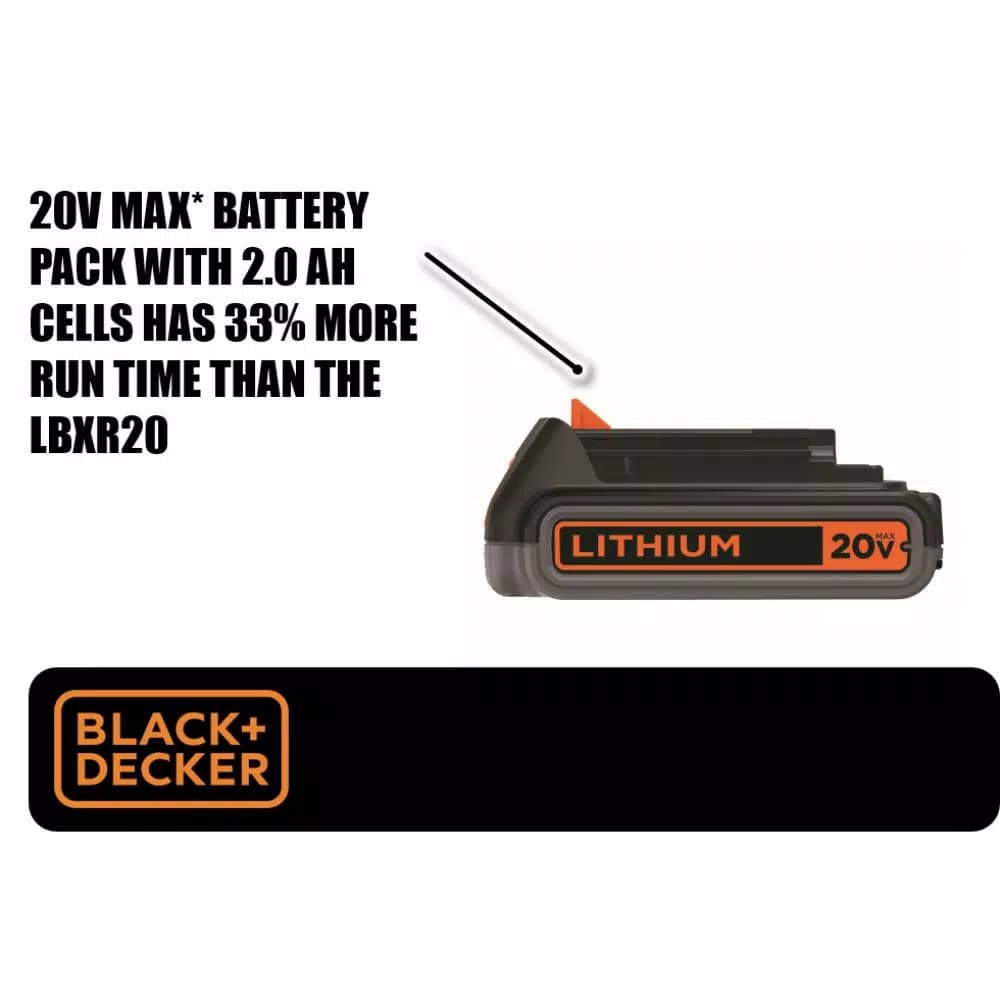 BLACK+DECKER 20V MAX Lithium-Ion 2.0 Ah Battery Pack, LBXR2020