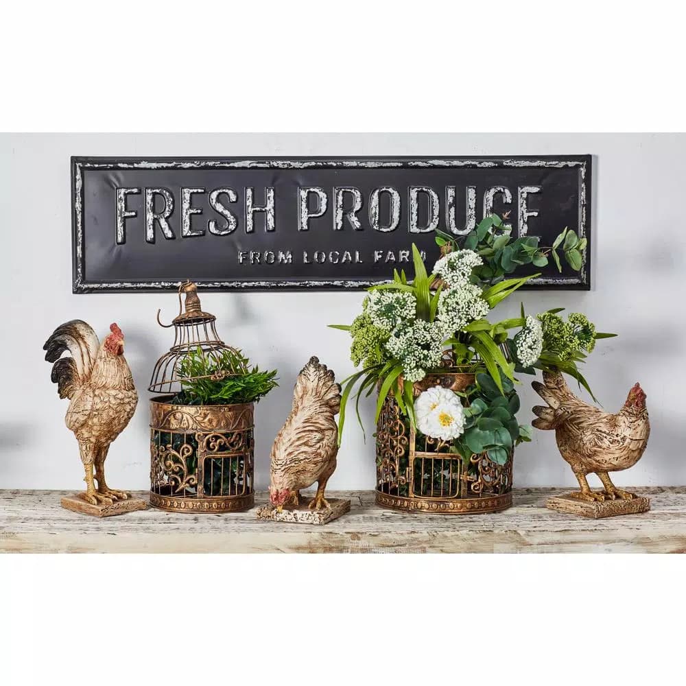 LITTON LANE Fresh Produce From Local Farm Iron Decorative Sign - Rustic Farmhouse Wall Decor
