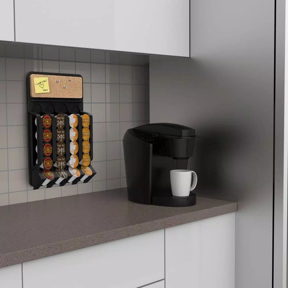 Mind Reader Mounty 20-Capacity Wall Mounted Black K-Cup Dispenser for Keurig Pods