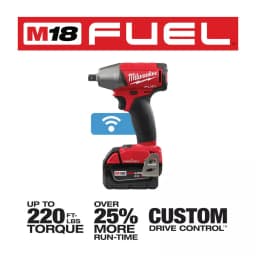 Milwaukee M18 FUEL ONE-KEY 1/2 in. Compact Impact Wrench Kit with (2) 5.0 Ah Batteries & Charger thumbnail 3