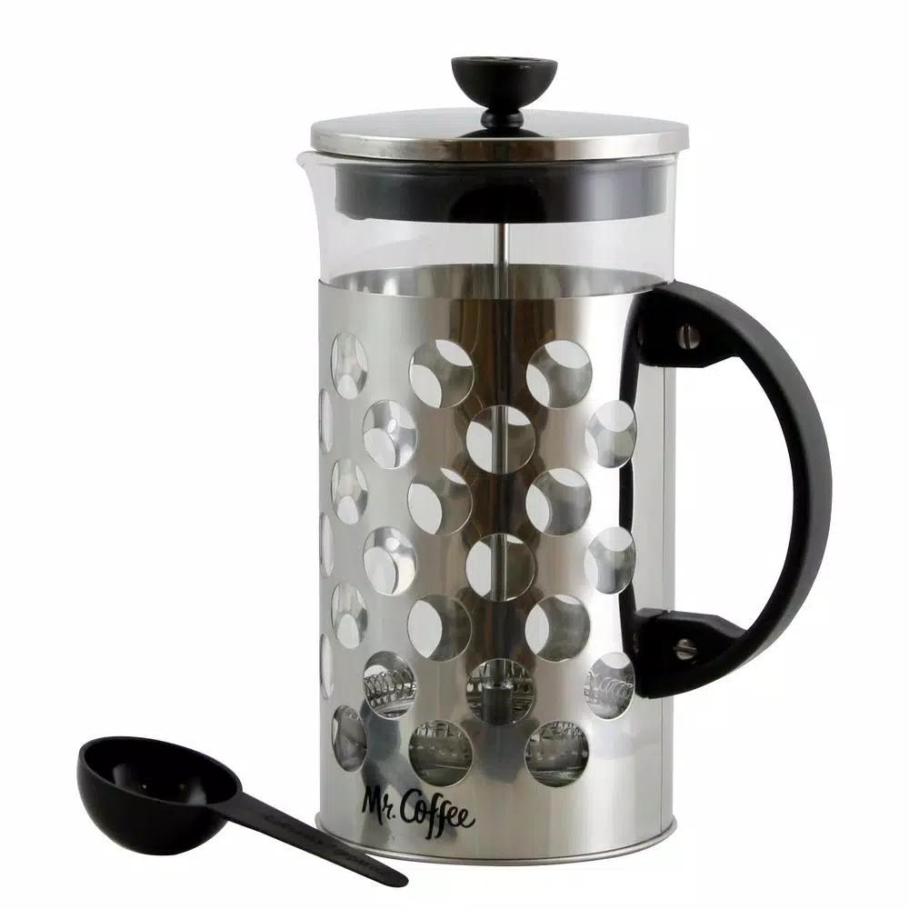 Mr. Coffee Polka Dot Brew 4-Cup Glass and Stainless Steel French Coffee Press, 32 oz.