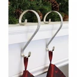 Haute Decor 6 in. Silver Glitter Steel Stocking Scroll Holders, 2-Pack thumbnail 2