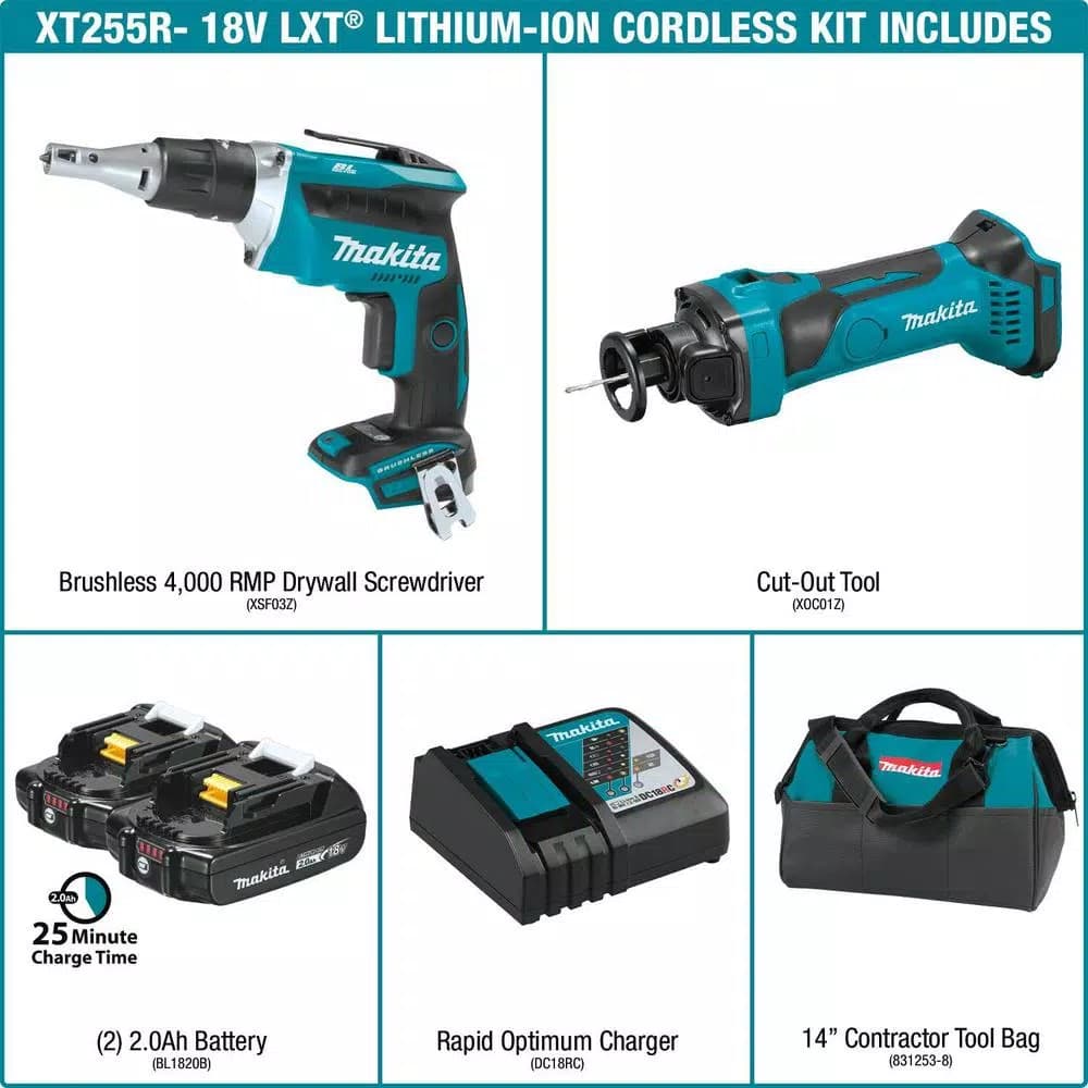 Makita 18V LXT Brushless 2-Piece Combo Kit with Drywall Screwdriver and Cut-Out Tool