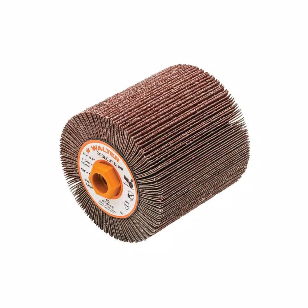WALTER SURFACE TECHNOLOGIES Cool Cut 4-1/4 in. x 4 in. x 5/8 in.-11 GR80 Finishing Flap Drum