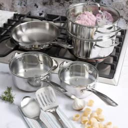 Oster Cuisine Kellerton 10-Piece Stainless Steel Cookware Set with Copper Accents thumbnail 4