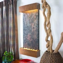 Water Wonders Nojoqui Falls Large Lightweight Slate Wall Fountain with Copper Patina Trim thumbnail 1