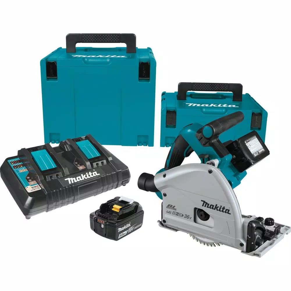 Makita 36V (18V X2 LXT) 6-1/2 in. Brushless Cordless Plunge Circular Saw Kit with (2) 5.0 Ah Batteries & Charger