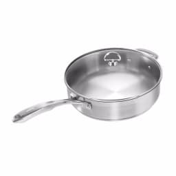 Chantal Induction 21 Steel 11.5 in. Stainless Steel Saute Skillet with Glass Lid, Brushed Stainless Steel thumbnail 1