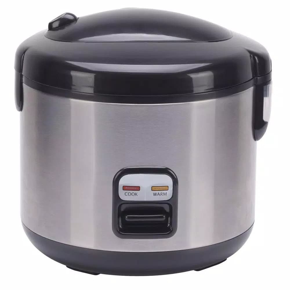 SPT 6-Cup Stainless Steel Rice Cooker and Slow Cooker with Steam Tray
