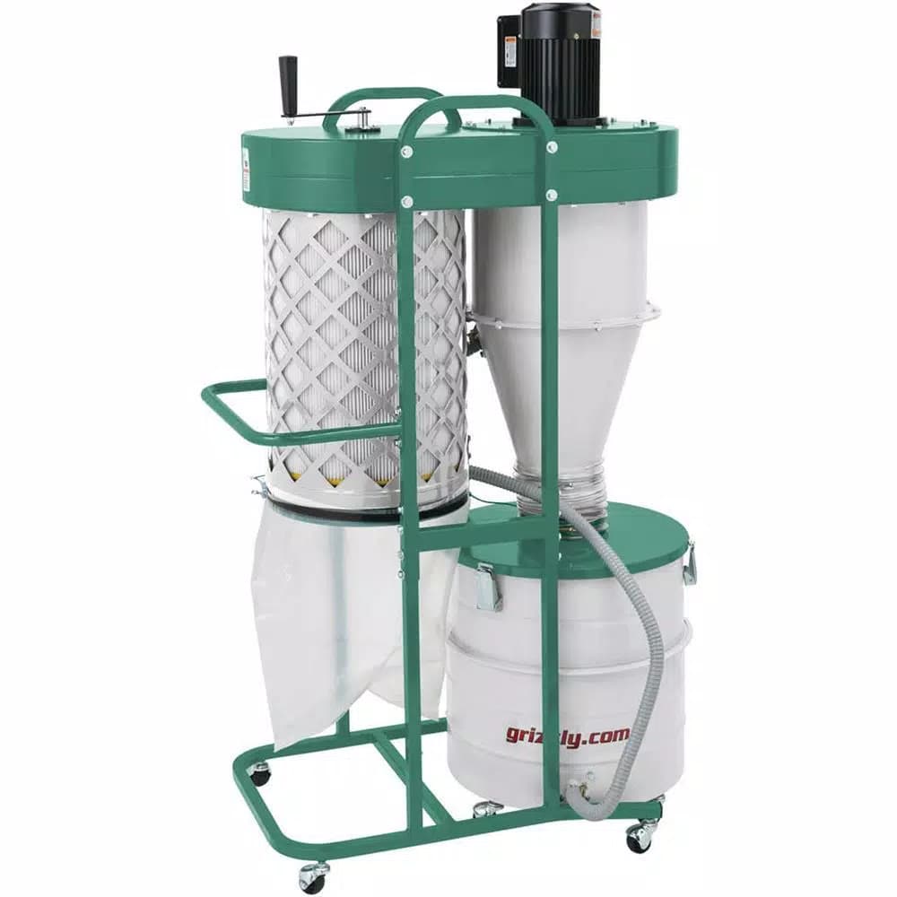 Grizzly Industrial 1-1/2 HP 2-Stage Cyclone Dust Collector with 6 in. Intake and Remote Control