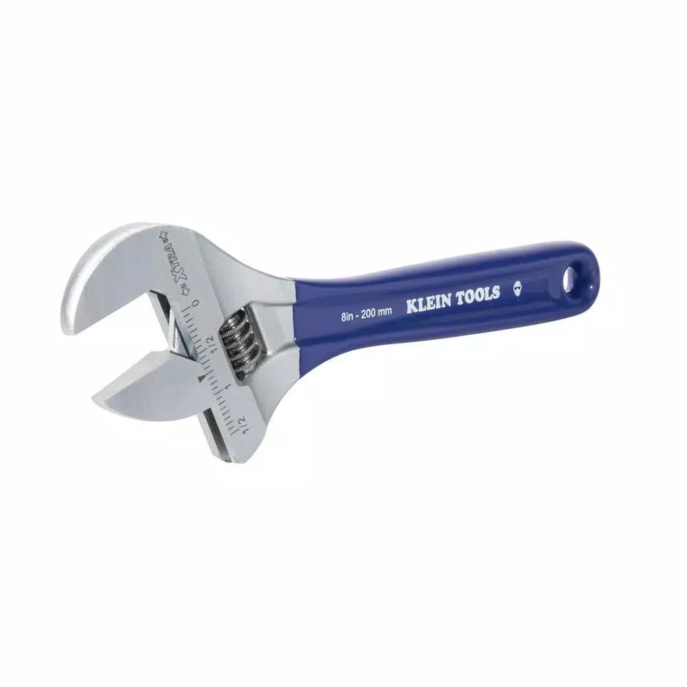 Klein Tools 8 in. Extra Wide Jaw Adjustable Wrench, 1-1/2 in. Capacity