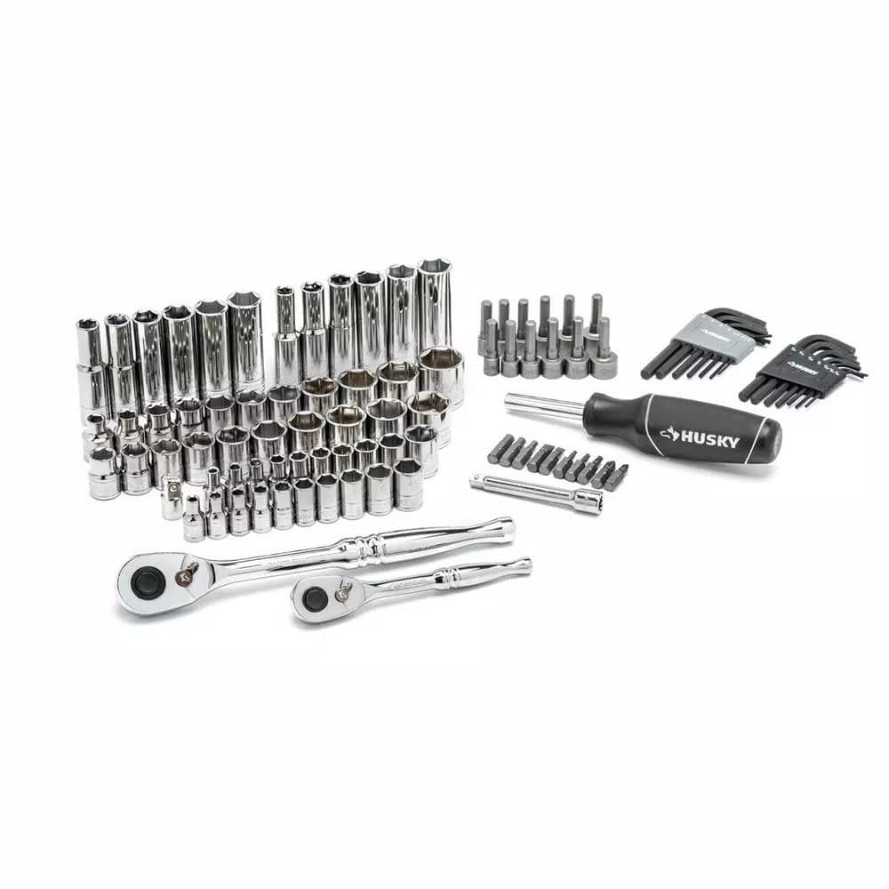 Husky 94-Piece Mechanics Tool Set with 1/4 in. and 3/8 in. Drive Ratchets and Sockets