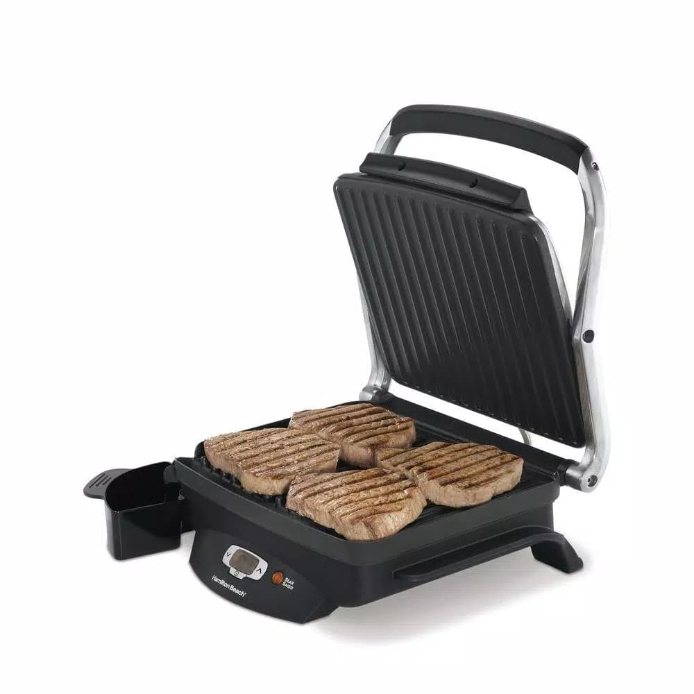 Hamilton Beach Steak Lover's Indoor Grill with 500°F Sear Function, 100 sq. in. Cooking Surface, Black