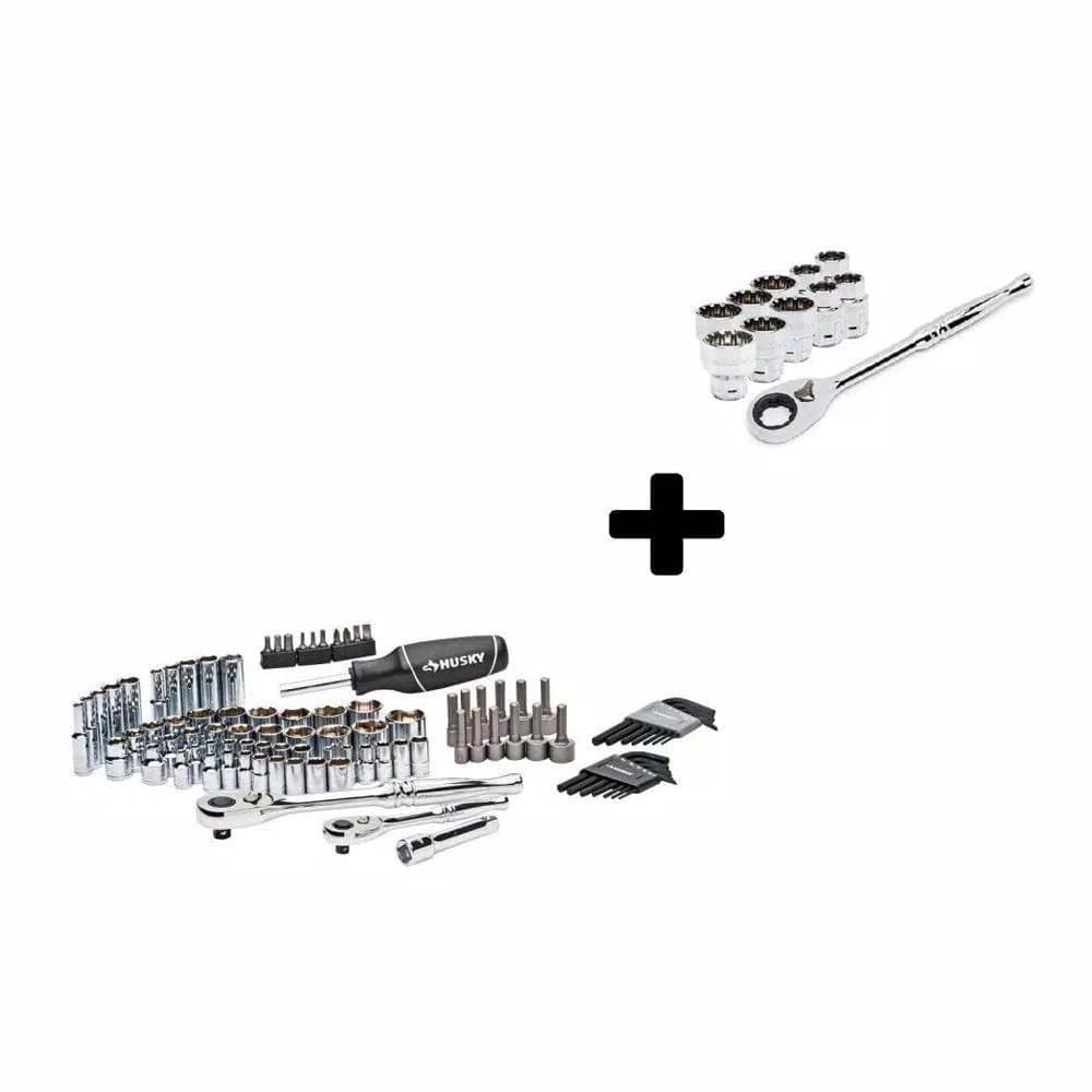 Husky 103-Piece Mechanics Tool Set with 11-Piece 3/8 in. Drive Pass-Thru Starter Set