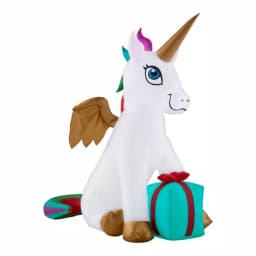 Home Accents Holiday 5 ft. Airblown Inflatable Fuzzy Plush Unicorn Pegasus with LED Lights thumbnail 3