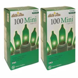 Brite Star 2-Pack Green Mini Christmas Lights, 100-Count Incandescent Lights with Green Wire thumbnail 2