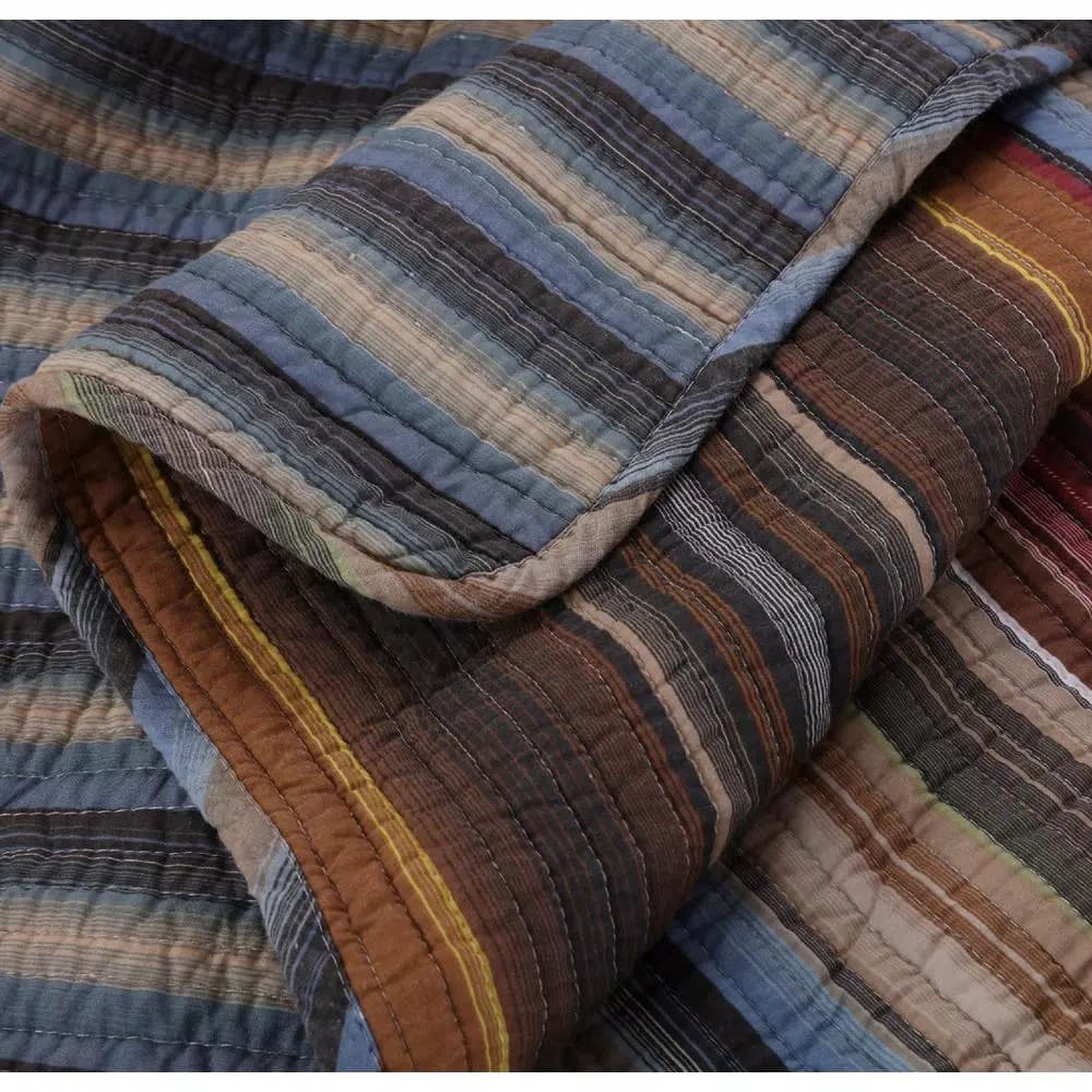 Greenland Home Fashions Durango Multi Color Quilted Cotton Throw Blanket, Southwestern Farmhouse Style