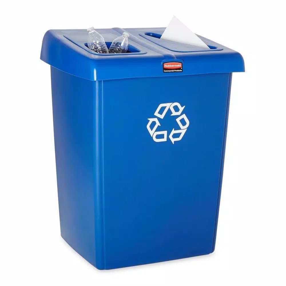 Rubbermaid Commercial Products 46 Gal. 2-Stream Glutton Recycling Station - High-Capacity Indoor/Outdoor Recycling Bin