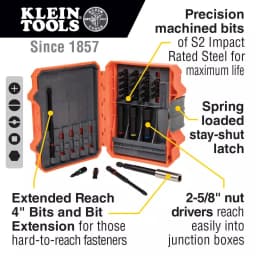 Klein Tools S2 Steel Pro Impact Power Bit and Nut Driver Set, 26-Piece with Case thumbnail 2