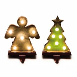 Glitzhome Marquee LED Angel and Tree Christmas Stocking Holder Set of 2 thumbnail 1