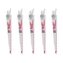 Milwaukee 6 in. 5 TPI Wood Reciprocating Saw Blades, Bi-Metal, 5-Pack thumbnail 1
