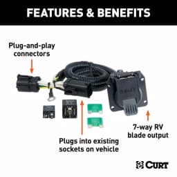 CURT Custom Vehicle-Trailer Wiring Harness, 7-Way RV Blade Output for Ford F-150 & F-250 thumbnail 3