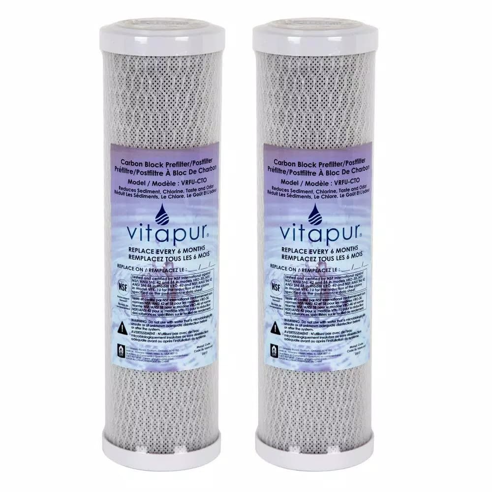 Vitapur Universal Under-Sink Replacement Water Filter Kit for VFK-1U, 2-Pack Carbon Block Filters