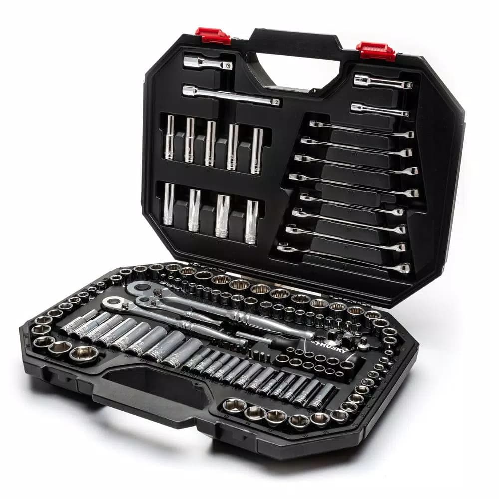 Husky 149-Piece Mechanics Tool Set with 1/4 in., 3/8 in., and 1/2 in. Drive Ratchets and Sockets