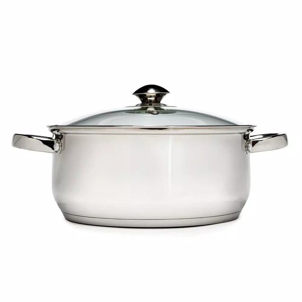 Ecolution Pure Intentions 5 Qt. Round Stainless Steel Dutch Oven with Glass Lid