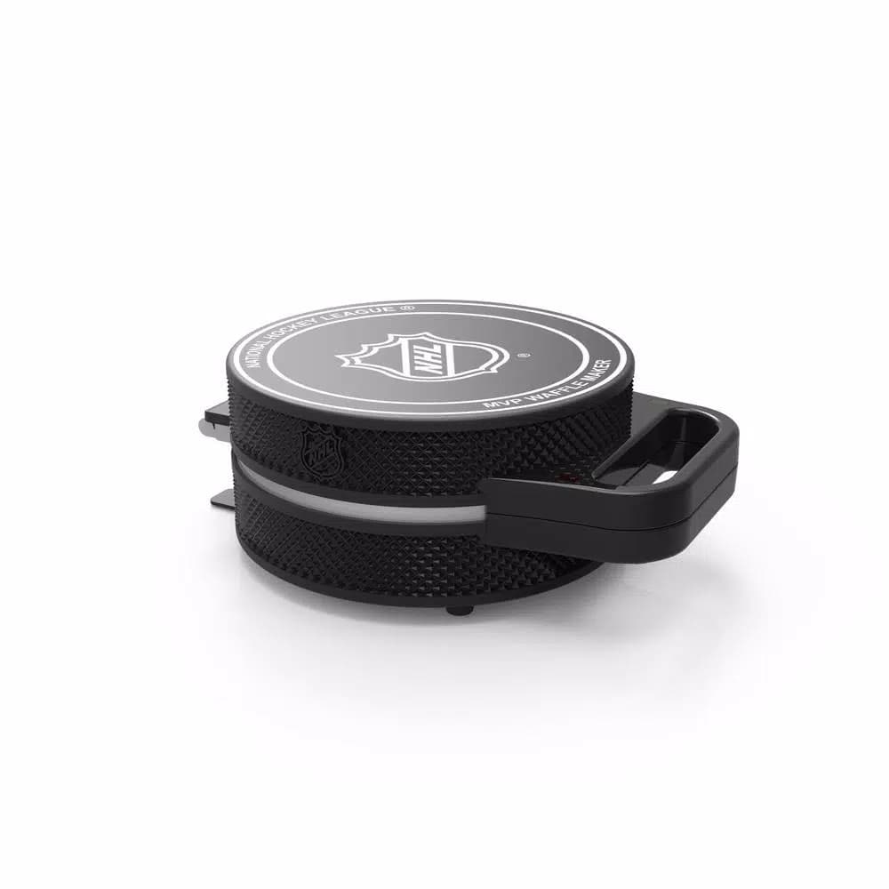 Pangea Brands NHL Hockey Puck Waffle Maker, Black Electric Grille