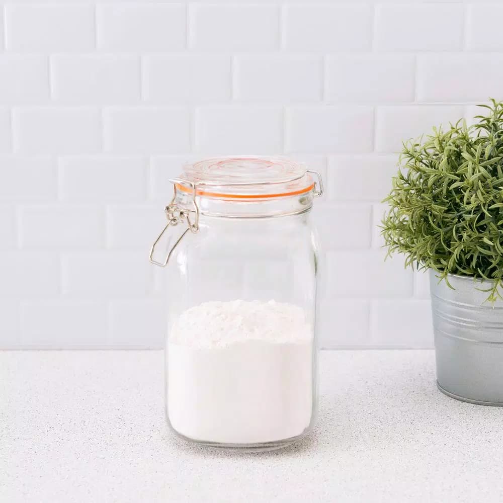 Home Basics 47 oz. Glass Pickling Jar with Steel Bail Lid and Orange Rubber Gasket