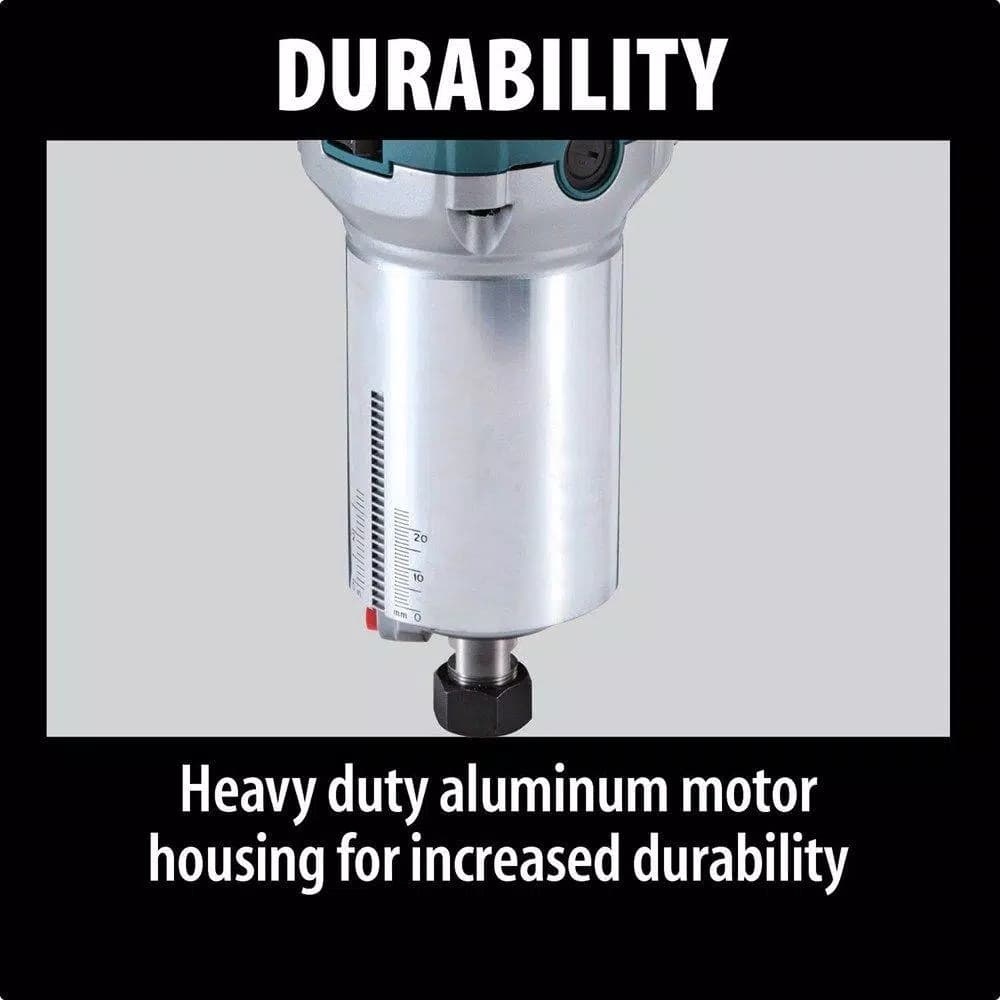 Makita 1-1/4 HP 6.5 Amp Corded Compact Router with Variable Speed and Quick-Release Fixed Base