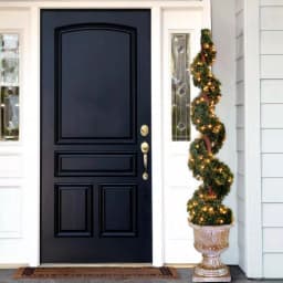 National Tree Company 60 in. Artificial Juniper Spiral Topiary Tree with Decorative Urn and 150 Clear Lights thumbnail 2