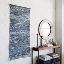 Artistic Weavers Obelu Blue Tapestry Wall Hanging - 30 in. x 60 in. Hand Woven Bohemian Decor thumbnail 4