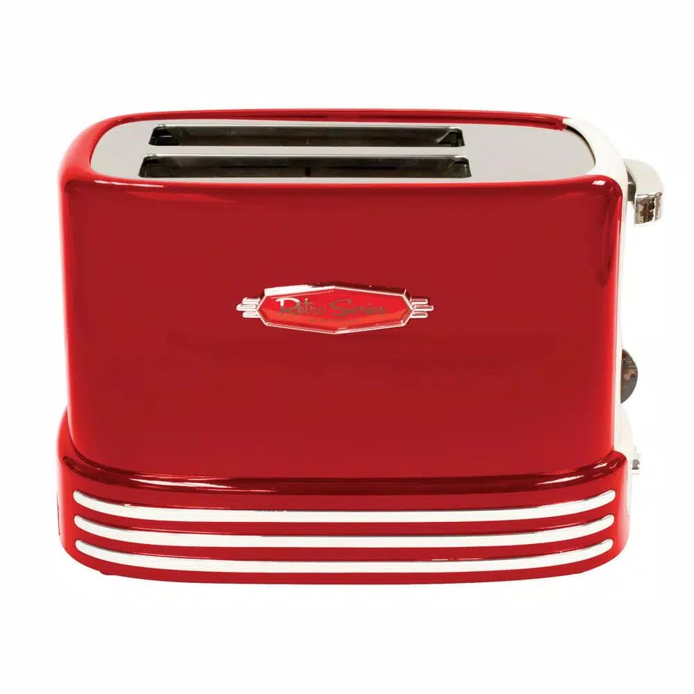 Nostalgia Retro Series 2-Slice Wide Slot Bagel Toaster, Red