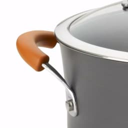 Rachael Ray 8-Quart Hard-Anodized Aluminum Nonstick Pasta Pot with Glass Lid, Orange and Gray thumbnail 6