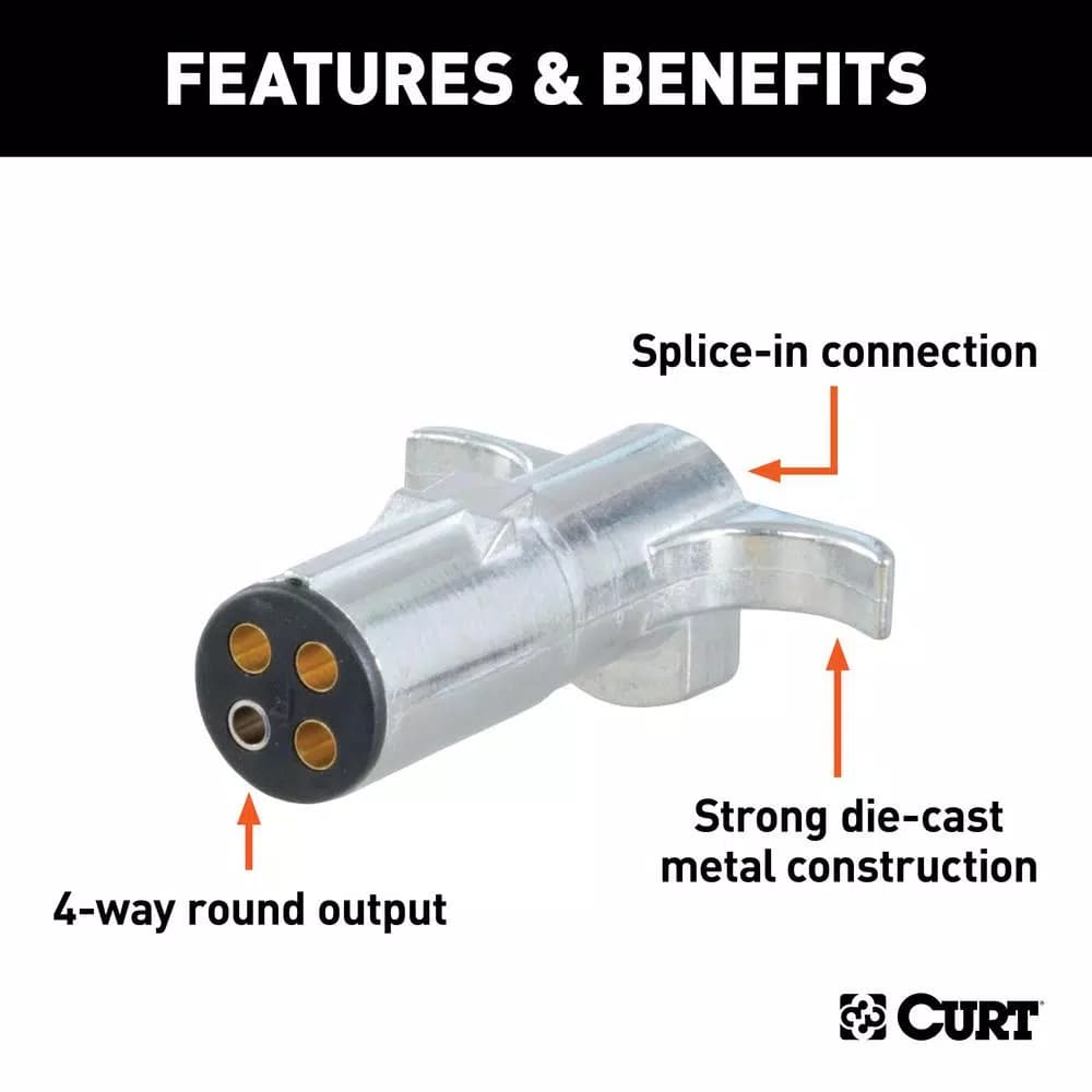 CURT 4-Way Round Trailer Side Connector Plug