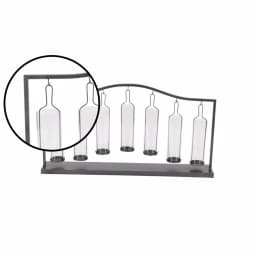 LITTON LANE 19 in. Metallic Black Iron and Clear Glass 7-Light Votive Candle Holder thumbnail 4