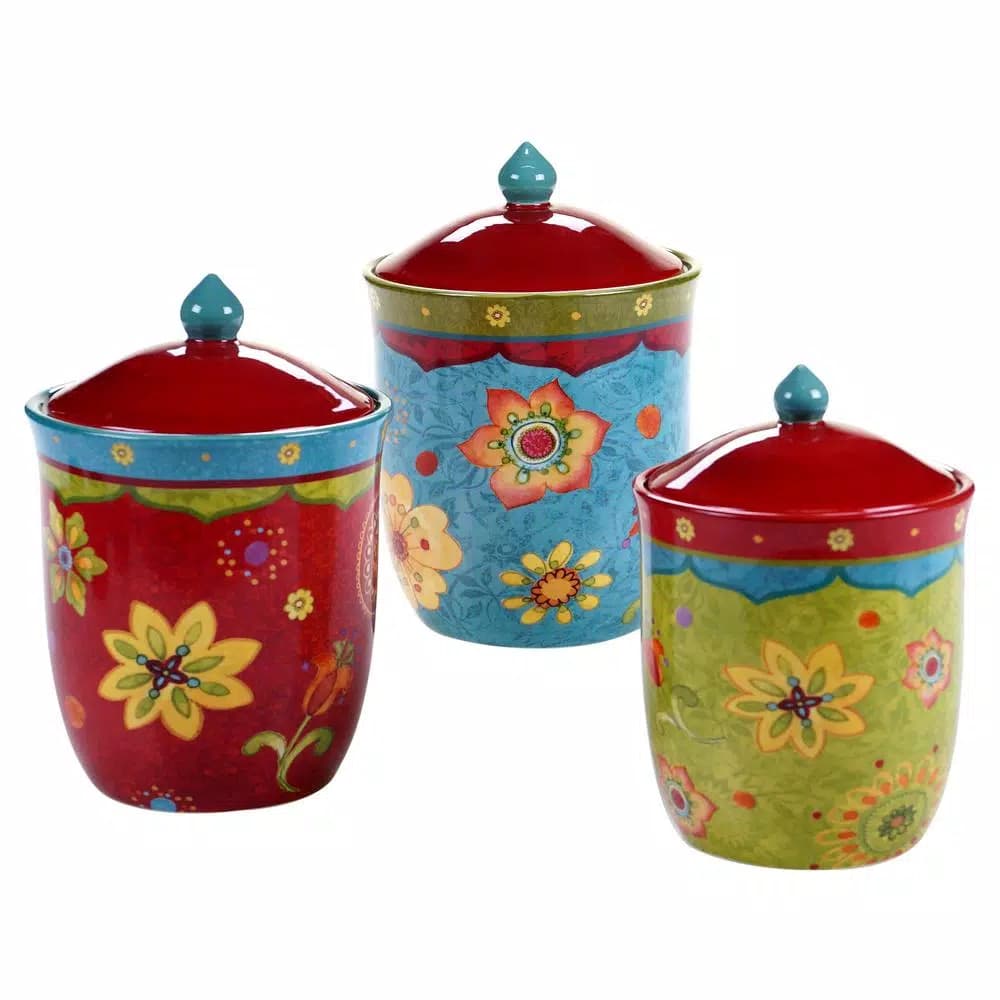 Certified International Tunisian Sunset 3-Piece Earthenware Canister Set