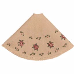 VHC Brands 21 in. Jute Burlap Poinsettia Tree Skirt - Natural Tan Holiday Decor thumbnail 3