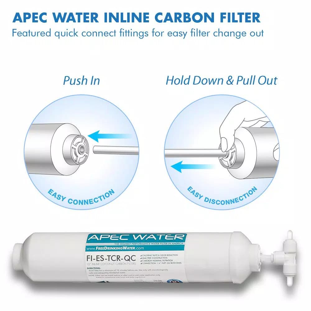 APEC Water Systems APEC Essence 10 in. In-line Carbon Replacement Water Filter with 1/4 in. Quick Connect