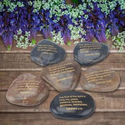 Stonebriar Collection Set of 6 Polished Scripture Rocks with Gold Embossed Lettering thumbnail 3