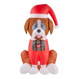 Airblown 6 ft. Inflatable Fuzzy St. Bernard Dog with Barrel Holiday Decoration thumbnail 1
