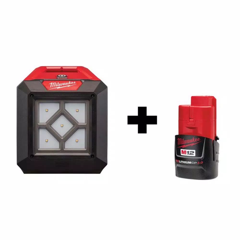 Milwaukee M12 12V Lithium-Ion 1000-Lumen Rover LED Compact Flood Light with 2.0Ah Battery