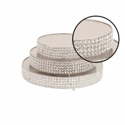 LITTON LANE Silver Iron Round Cake Stands with Crystal Bead Edge Detailing and Ball Feet, Set of 3 thumbnail 2