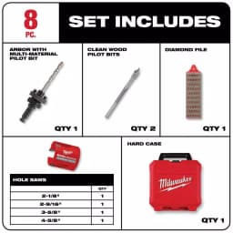 Milwaukee BIG HAWG Carbide Hole Saw Kit, 8-Piece Multi-Material Set thumbnail 2