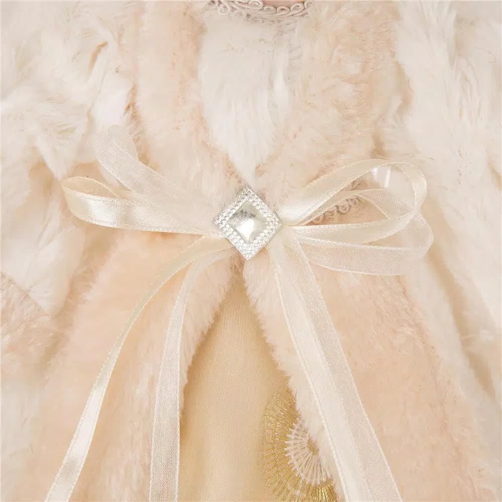 Glitzhome 12 in. White Faux Fur Angel Christmas Tree Topper Figurine